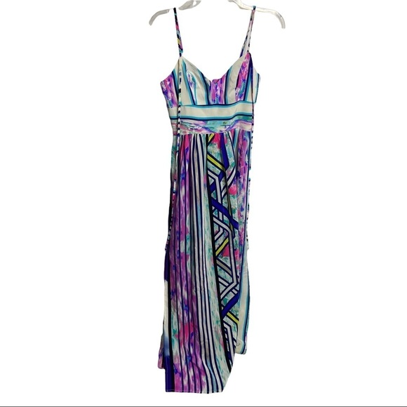 Amanda Uprichard Size Petite Cloud-Print Halter Maxi Dress Silk $310 - Picture 2 of 4